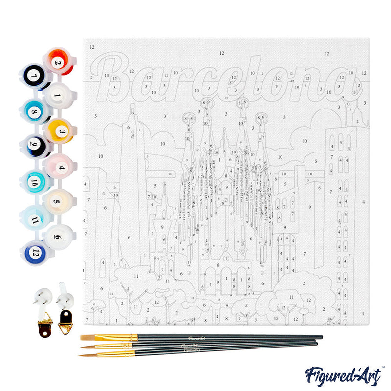 Mini Peinture Par Numéros 20X20Cm Avec Cadre Sagrada À Barcelone