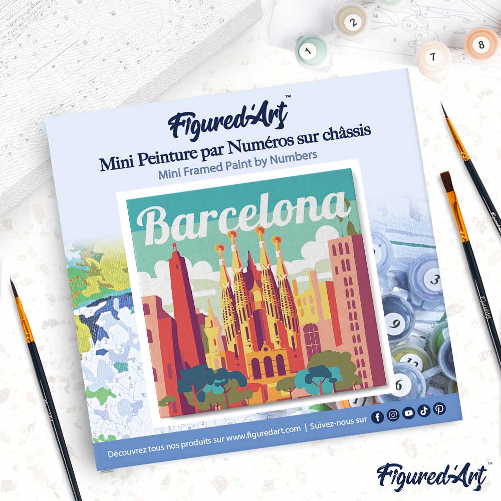 Mini Peinture Par Numéros 20X20Cm Avec Cadre Sagrada À Barcelone