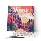 Mini Peinture Par Numéros 20X20Cm Avec Cadre Colisée De Rome