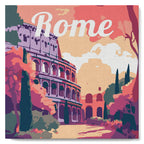 Mini Peinture Par Numéros 20X20Cm Avec Cadre Colisée De Rome