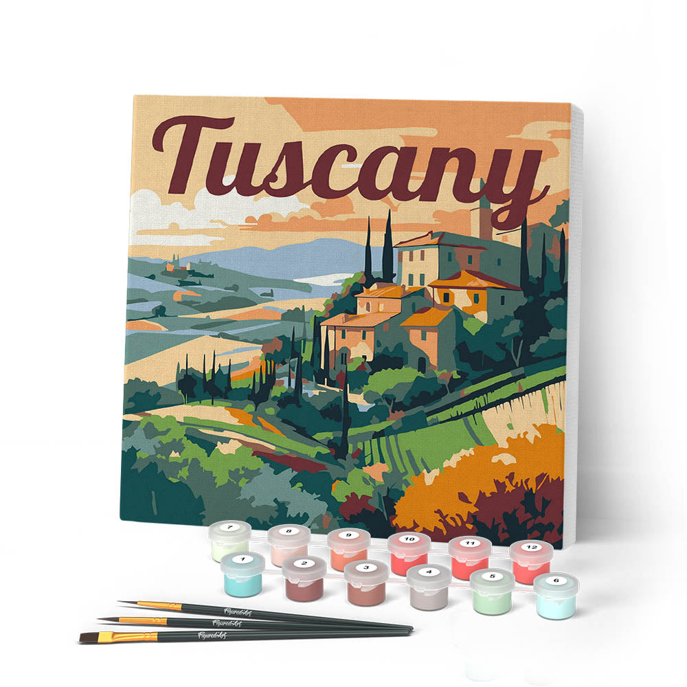 Mini Peinture Par Numéros 20X20Cm Avec Cadre Été En Toscane