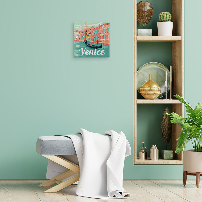 Mini Peinture Par Numéros 20X20Cm Avec Cadre Gondoles À Venise