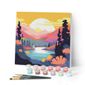 Mini Paint By Numbers 20X20Cm With Frame Colourful Sunset By The Lake