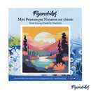 Mini Peinture Par Numéros 20X20Cm Avec Cadre Coucher De Soleil Coloré Au Bord Du Lac