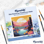 Mini Paint By Numbers 20X20Cm With Frame Colourful Sunset By The Lake