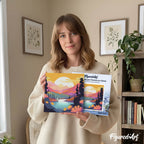 Mini Paint By Numbers 20X20Cm With Frame Colourful Sunset By The Lake