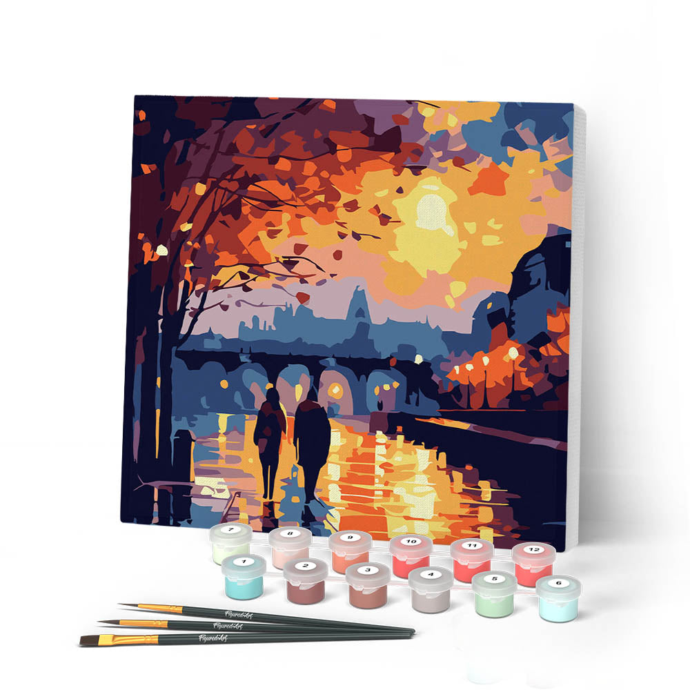 Mini Peinture Par Numéros 20X20Cm Avec Cadre Nuit Romantique