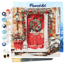 Mini Peinture Par Numéros 20X20Cm Avec Cadre Porte Rouge