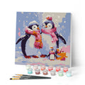 Mini Paint by Numbers 20x20cm with Frame Penguin Family in the Snow