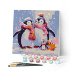 Mini Paint by Numbers 20x20cm with Frame Penguin Family in the Snow