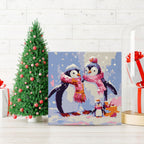 Mini Paint by Numbers 20x20cm with Frame Penguin Family in the Snow