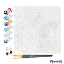 Mini Peinture Par Numéros 20X20Cm Avec Cadre Chat Et Chien De Noël