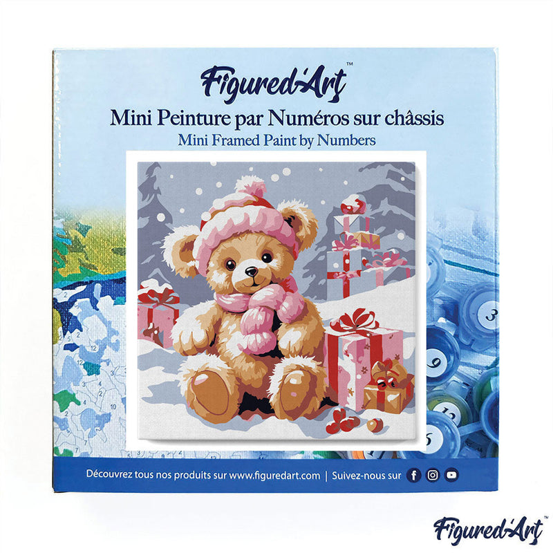 Mini Peinture Par Numéros 20X20Cm Avec Cadre Ours En Peluche Et Cadeaux