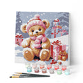 Mini Peinture Par Numéros 20X20Cm Avec Cadre Ours En Peluche Et Cadeaux
