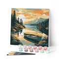 Mini Peinture Par Numéros 20X20Cm Avec Cadre Lac De Montagne Et Canoë