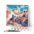 Mini Peinture Par Numéros 20X20Cm Avec Cadre Scène De Cheval À Santorin