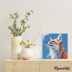 Mini Peinture Par Numéros 20X20Cm Avec Cadre Renard Et Ciel Bleu