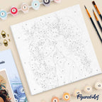 Mini Peinture Par Numéros 20X20Cm Avec Cadre Femme Au Bandeau Floral