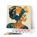 Mini Paint By Numbers 20X20Cm With Frame Woman With Floral Turban