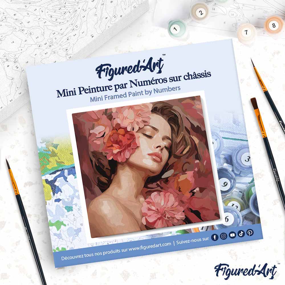 Mini Paint By Numbers 20X20Cm With Frame Sleeping Beauty With Camellias