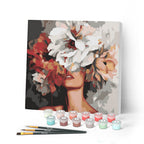 Mini Peinture Par Numéros 20X20Cm Avec Cadre Beauté Derrière Les Fleurs
