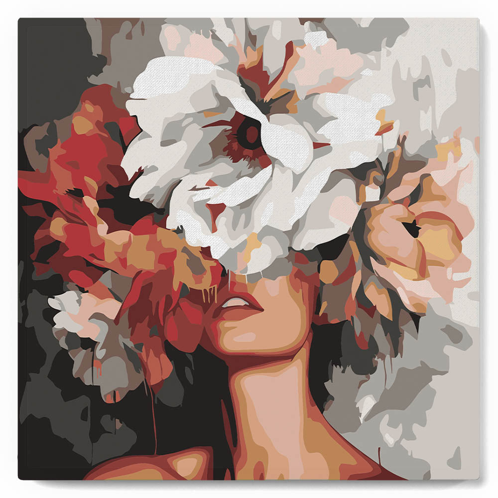 Mini Peinture Par Numéros 20X20Cm Avec Cadre Beauté Derrière Les Fleurs