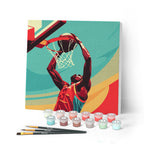 Mini Peinture Par Numéros 20X20Cm Avec Cadre Affiche Sportive Basket