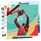Mini Peinture Par Numéros 20X20Cm Avec Cadre Affiche Sportive Basket