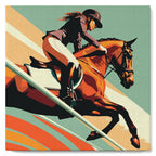 Mini Peinture Par Numéros 20X20Cm Avec Cadre Affiche Sportive Equitation