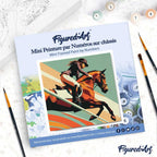 Mini Peinture Par Numéros 20X20Cm Avec Cadre Affiche Sportive Equitation
