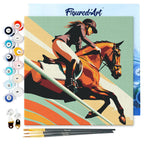 Mini Peinture Par Numéros 20X20Cm Avec Cadre Affiche Sportive Equitation