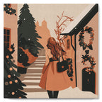 Mini Paint by Numbers 20x20cm with Frame Woman in a Festive Village