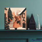 Mini Paint by Numbers 20x20cm with Frame Woman in a Festive Village