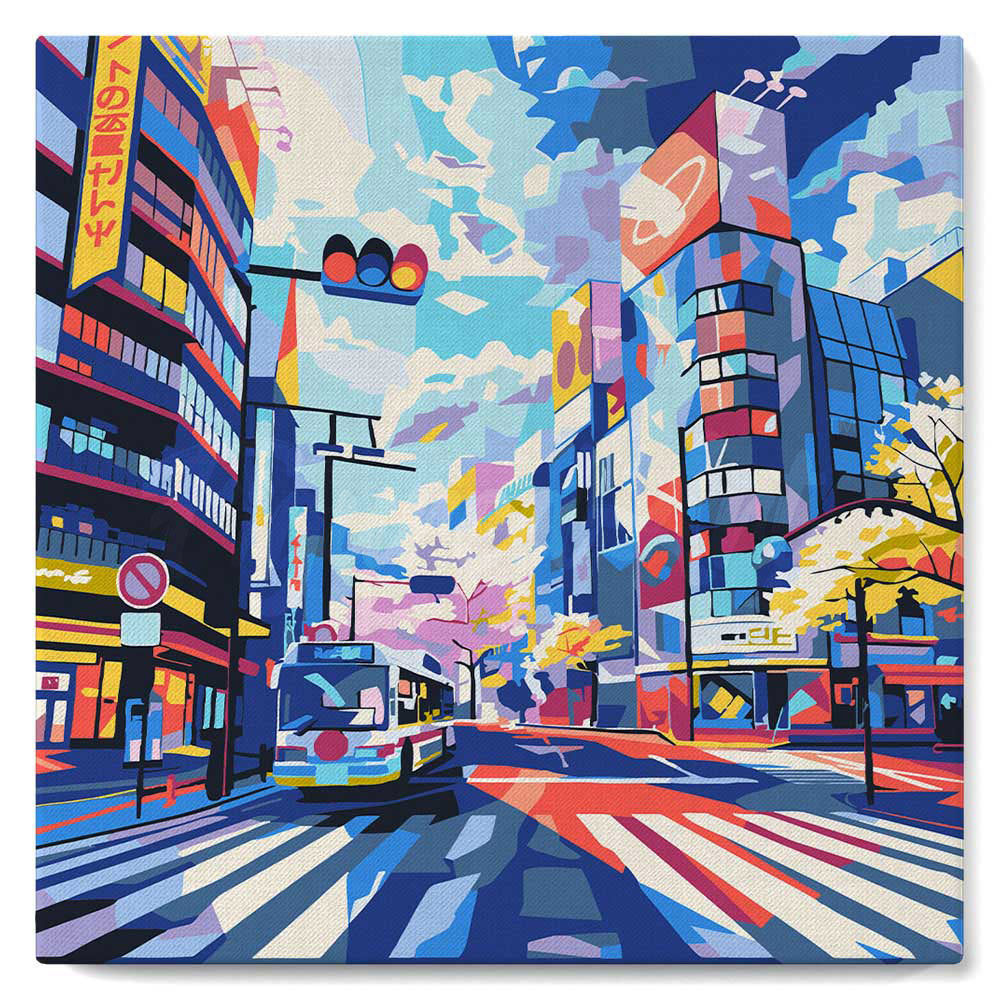 Mini Peinture Par Numéros 20X20Cm Avec Cadre Shibuya Pop Art