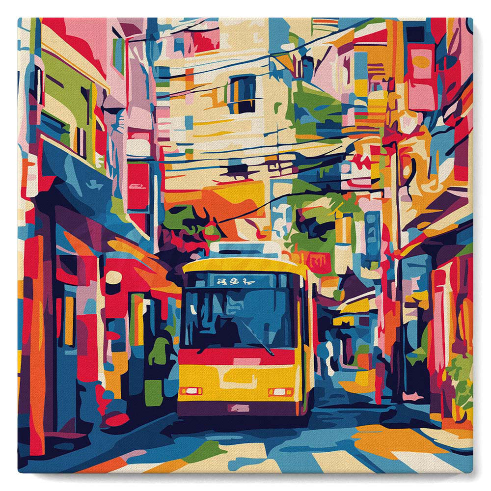 Mini Paint By Numbers 20X20Cm With Frame Tokyo City Bus