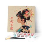 Mini Paint By Numbers 20X20Cm With Frame Japanese-Style Love