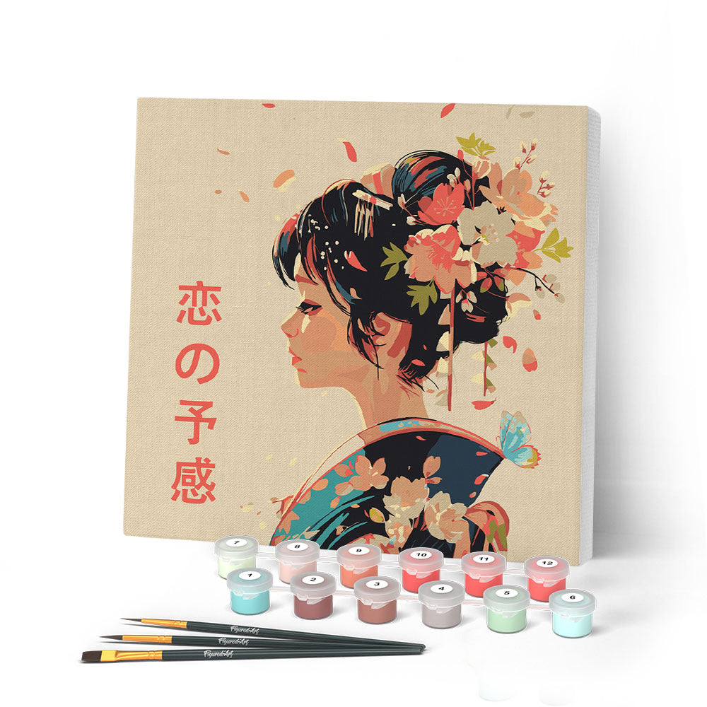 Mini Paint By Numbers 20X20Cm With Frame Japanese-Style Love