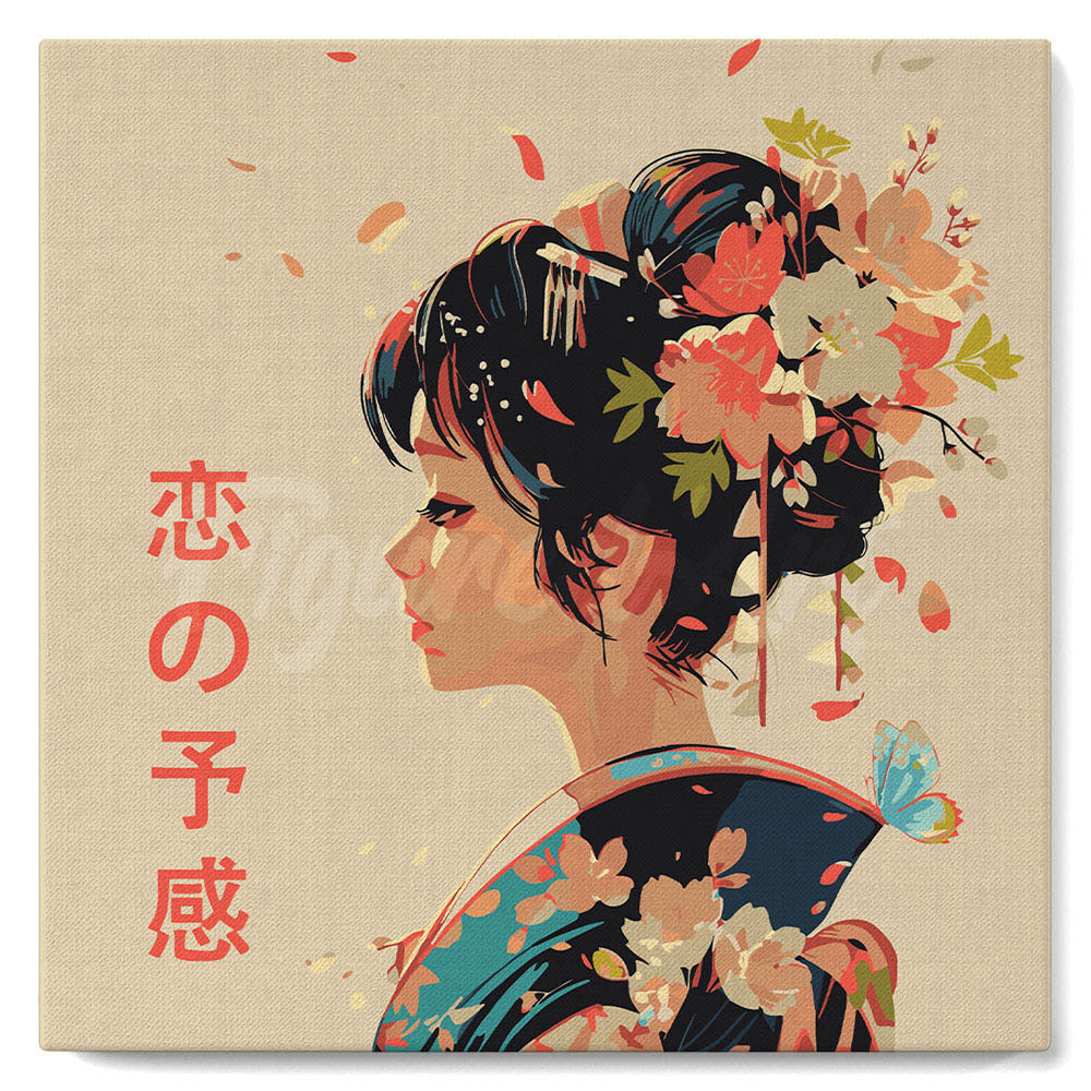Mini Paint By Numbers 20X20Cm With Frame Japanese-Style Love