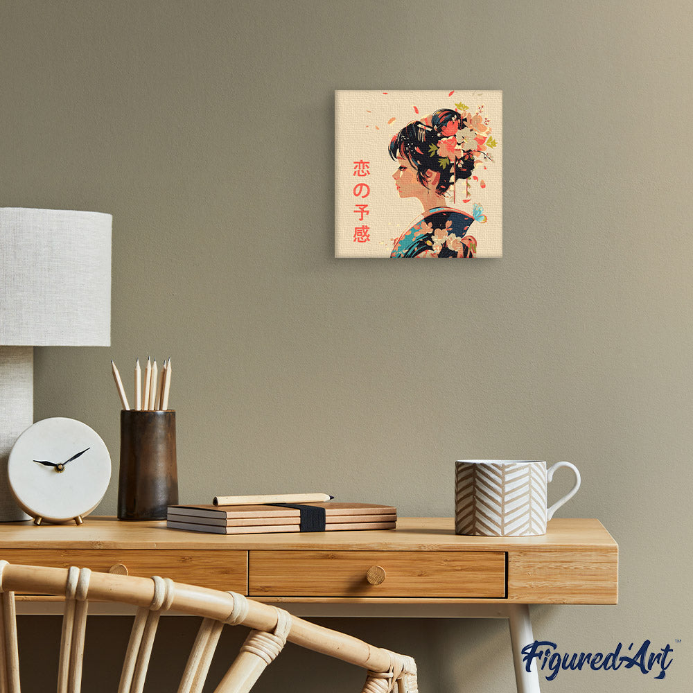 Mini Paint By Numbers 20X20Cm With Frame Japanese-Style Love