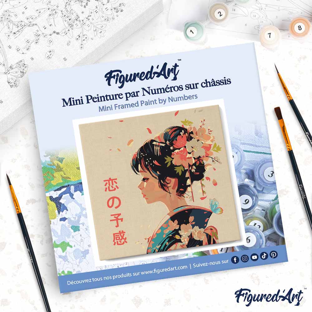 Mini Paint By Numbers 20X20Cm With Frame Japanese-Style Love