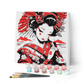 Mini Paint By Numbers 20X20Cm With Frame Red And Black Geisha