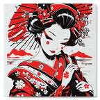 Mini Paint By Numbers 20X20Cm With Frame Red And Black Geisha