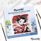 Mini Paint By Numbers 20X20Cm With Frame Red And Black Geisha