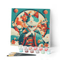 Mini Peinture Par Numéros 20X20Cm Avec Cadre Chat Princesse Japonaise