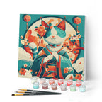 Mini Peinture Par Numéros 20X20Cm Avec Cadre Chat Princesse Japonaise