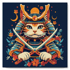 Mini Peinture Par Numéros 20X20Cm Avec Cadre Chat Samouraï