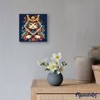 Mini Peinture Par Numéros 20X20Cm Avec Cadre Chat Samouraï