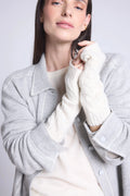Sfez Unisex Fingerless Mittens - White - Unisex