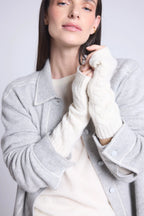 Sfez Unisex Fingerless Mittens - White - Unisex
