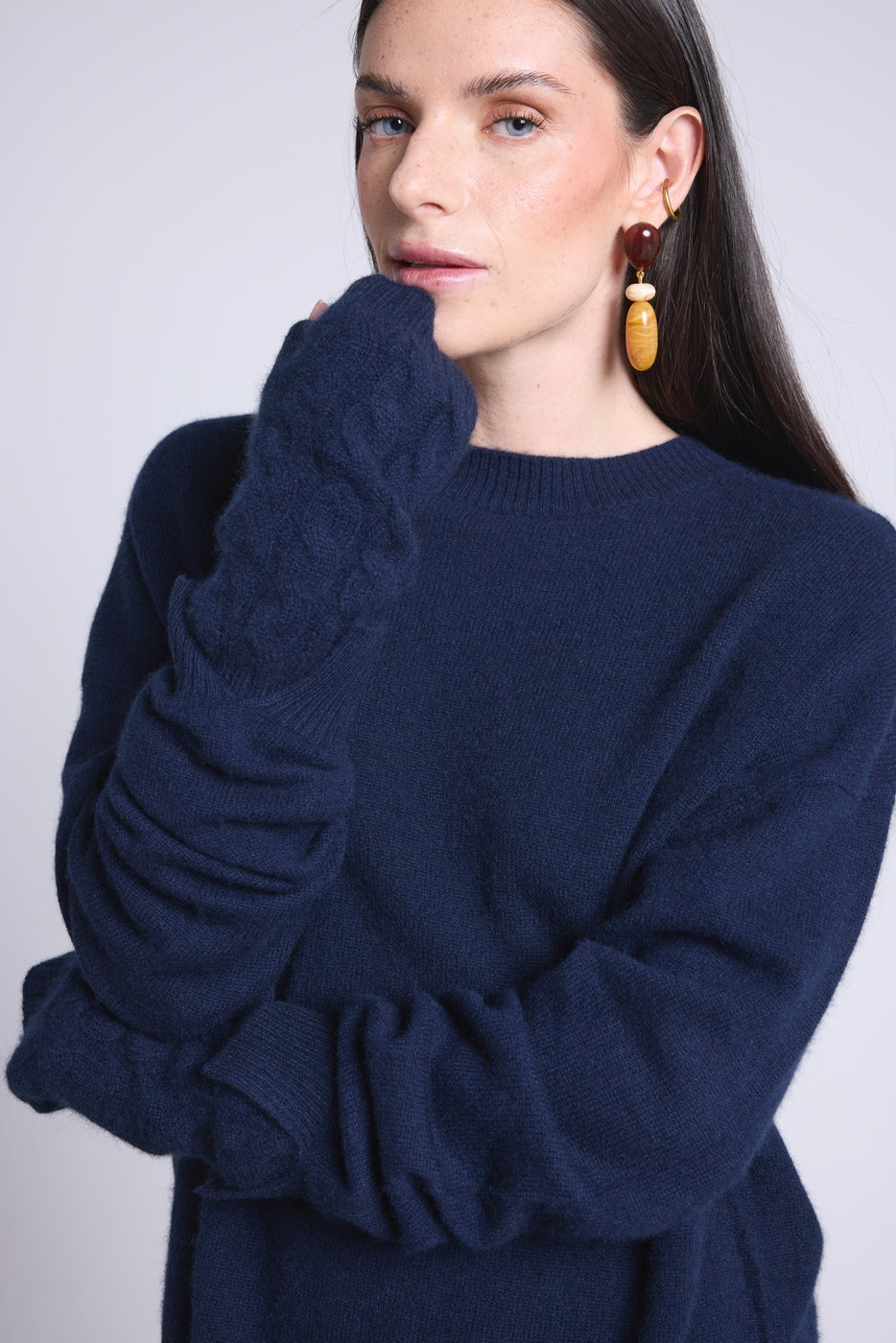 Sfez Unisex Fingerless Gloves - Navy Blue - Unisex